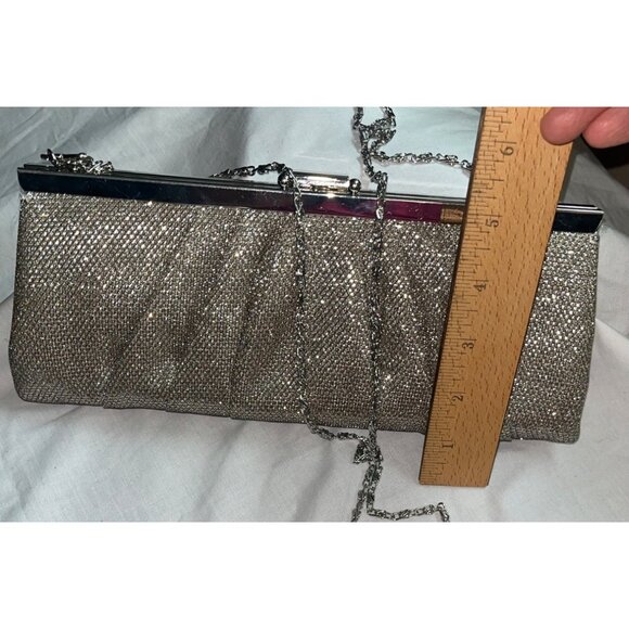Jessica McClintock Evening Bag Clutch Silver Mesh Special Occasion Elegant Women - Picture 7 of 12